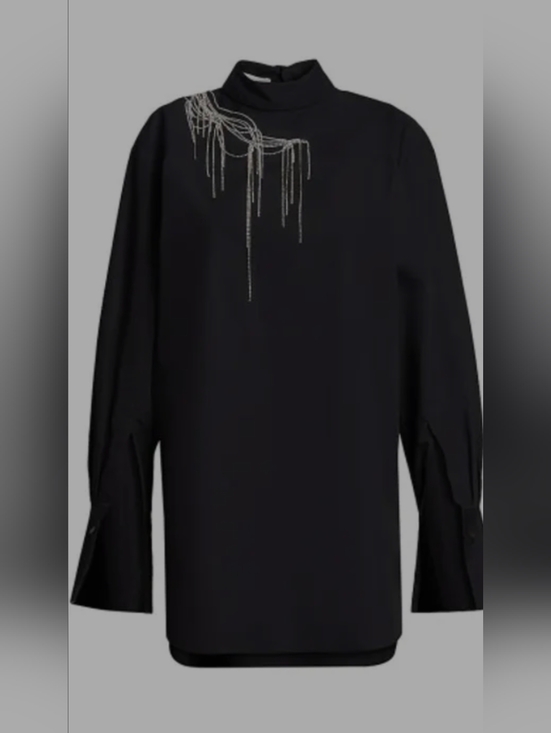 Dries Van Noten Tops - Dries Van Noten Corso Rhinestone Crystal Women's Oversized Long Sleeve Blouse